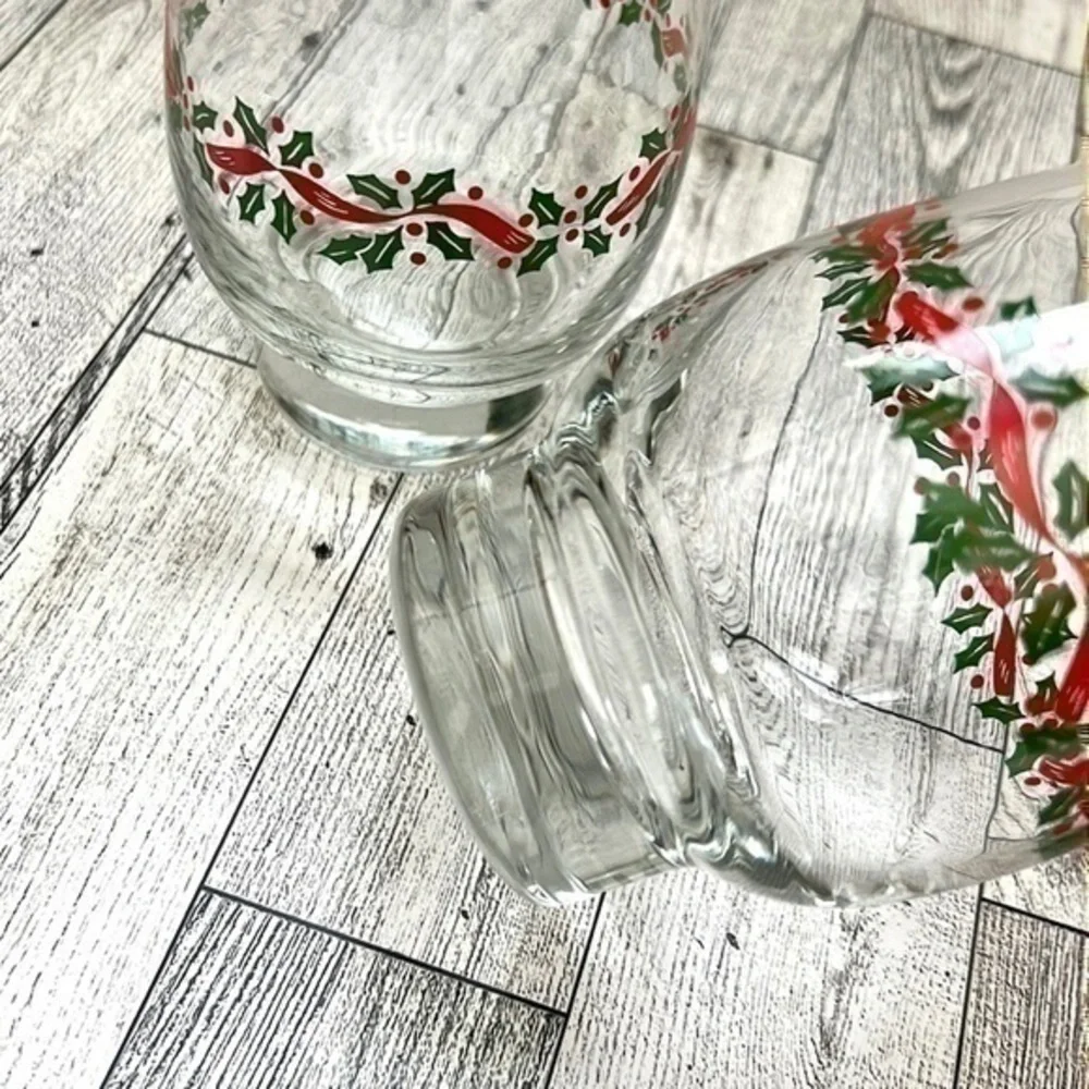Libbey Holly Berry Gold Rim Glasses Set of 2
